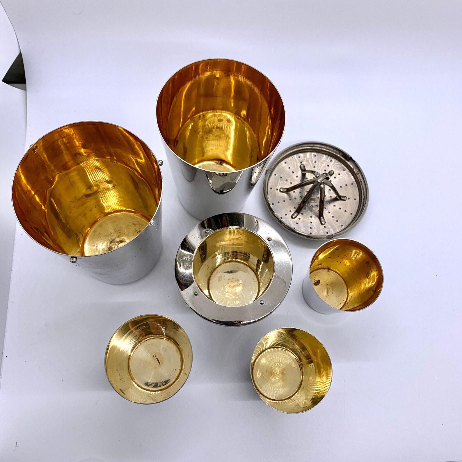 Vintage DRGM Travel Cocktail Shaker Shot Glass Set Seven Piece Etsy