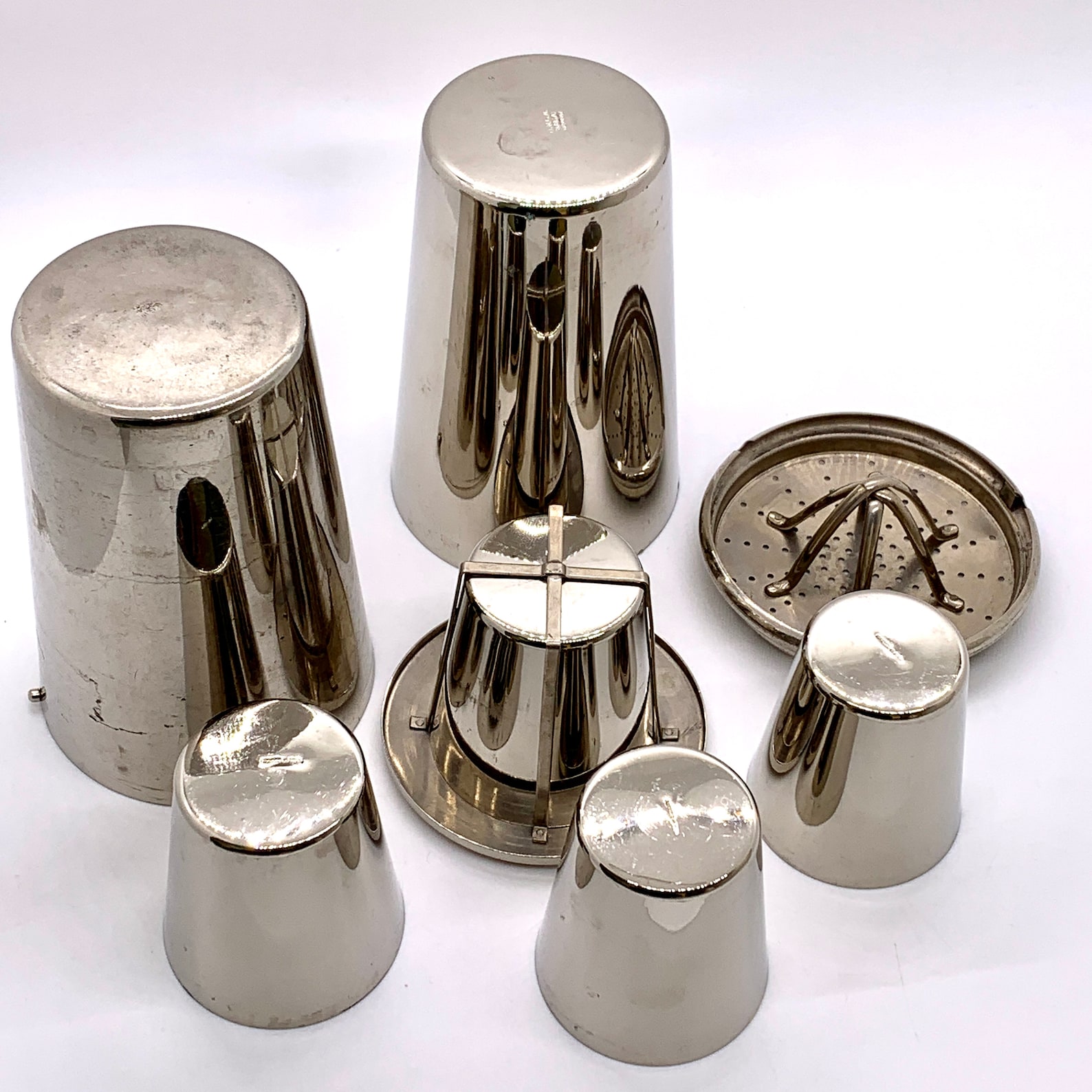 Vintage DRGM Travel Cocktail Shaker Shot Glass Set Seven Piece Etsy