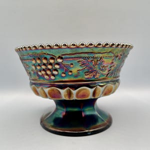 Northwood Grape and Cable Amethyst Footed Bowl