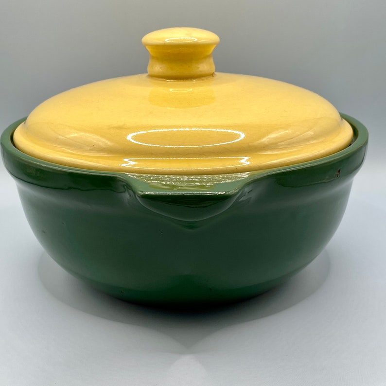 Faitout rond vintage Cameron Clay Royal Cuisine, vert et jaune image 7