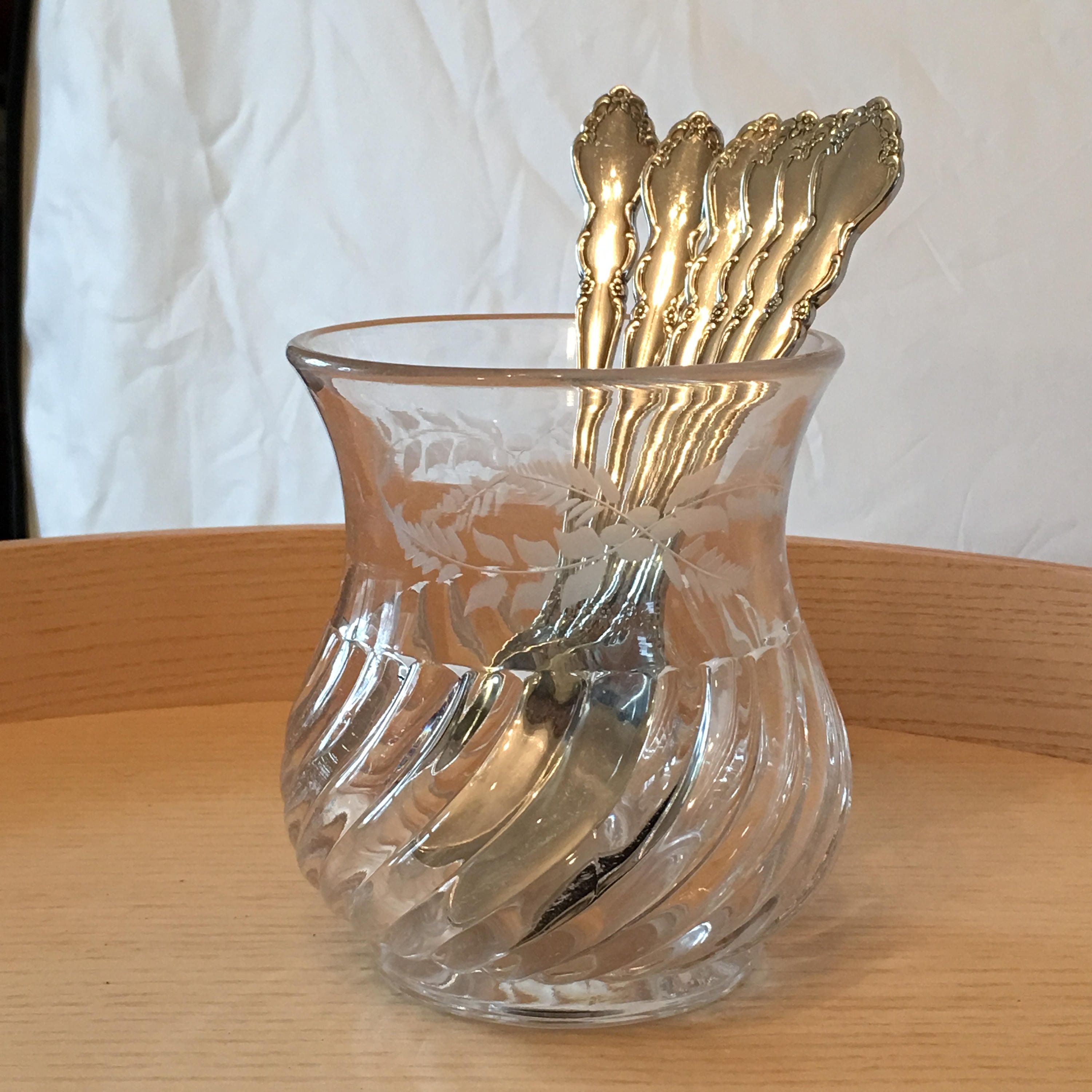 Cut and Etched Glass Spoon Holder EAPG Early American Etsy