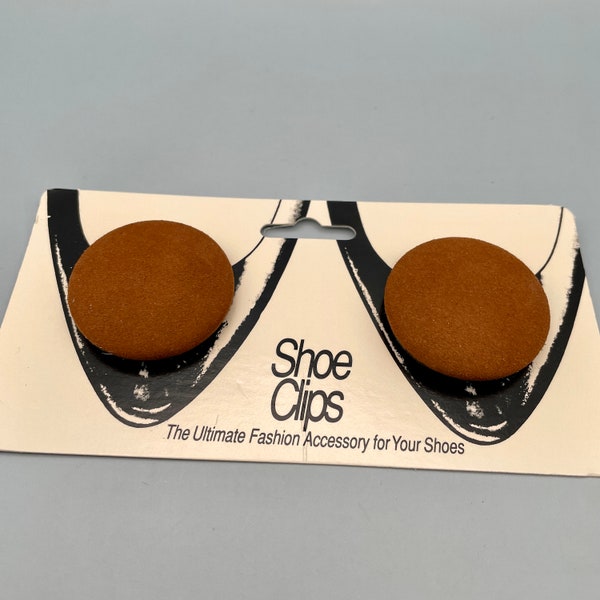 Vintage Brown Suede Button Shoe Clips, Latique Shoe Prom Accessories