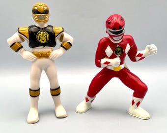 Vintage Mighty Morphin Power Rangers Figuren in Rot und Gold