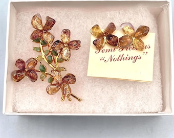 Amethyst Flowers Earrings and Brooch