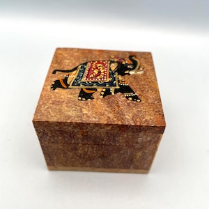 Kleine handbemalte Elefant Seifenstein Klappbox