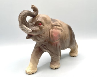 Vintage Celluloid Elephant Figure with Red Jewel Eyes