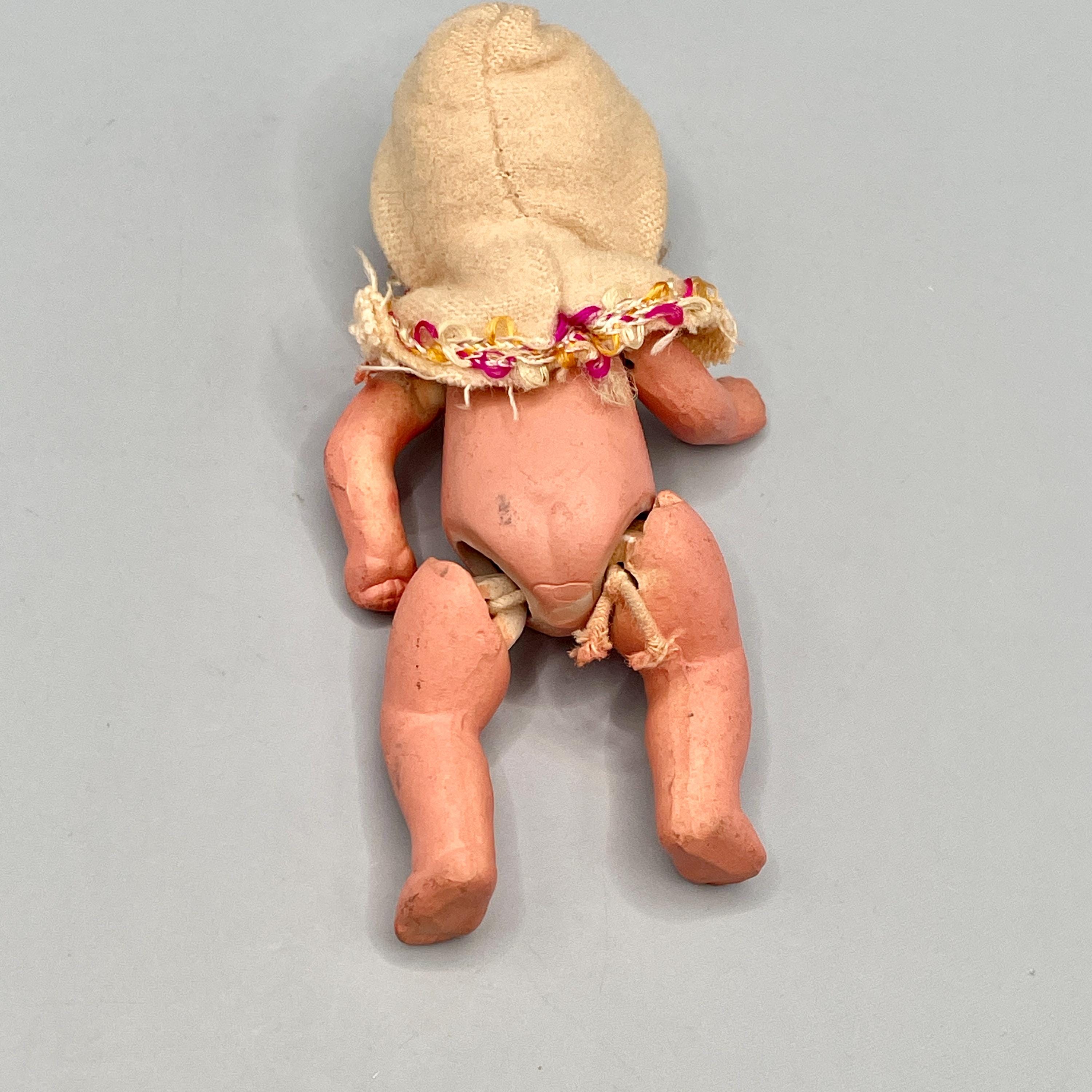 Vintage Porcelain Baby Doll in Wood Rocking Crib - Etsy