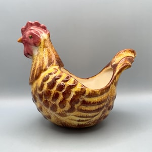 LA Pottery Brown Chicken Planter