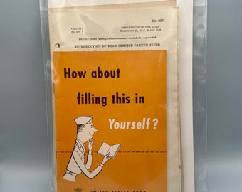 Vintage Army Recruitment Brochure and Quartermaster Manuals