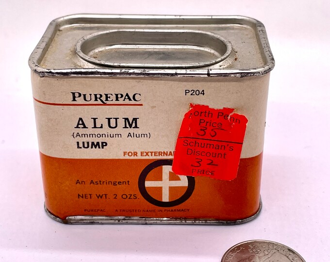 Vintage Purepac Lump Alum Tin Ammonium Alum an Astringent Spice Tin