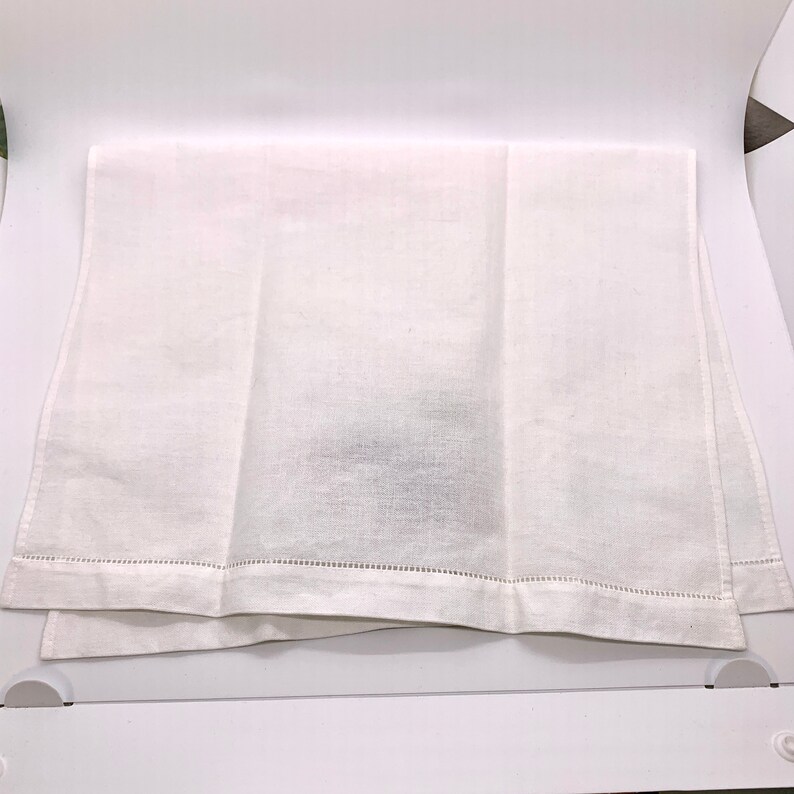 Vintage White Linen Hand Towel Embroidered Black Elephant Palm Etsy