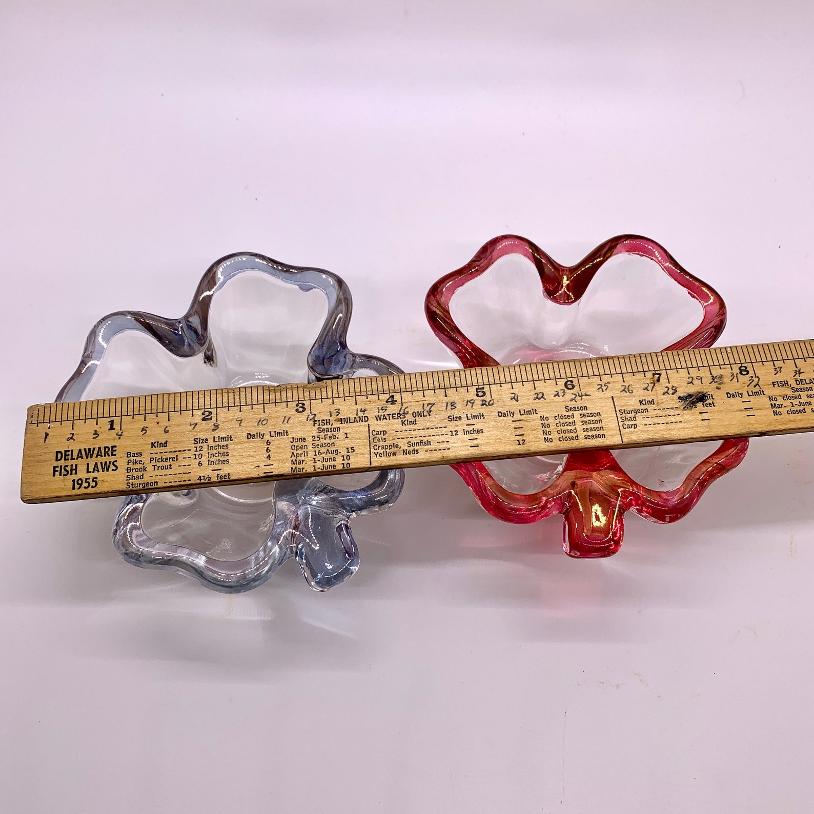 Vintage Colorful Glass Clover Ashtrays Pink Rimmed Blue Rimmed Etsy