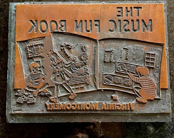 Printing Press Copper Wood Block Music Book Plate