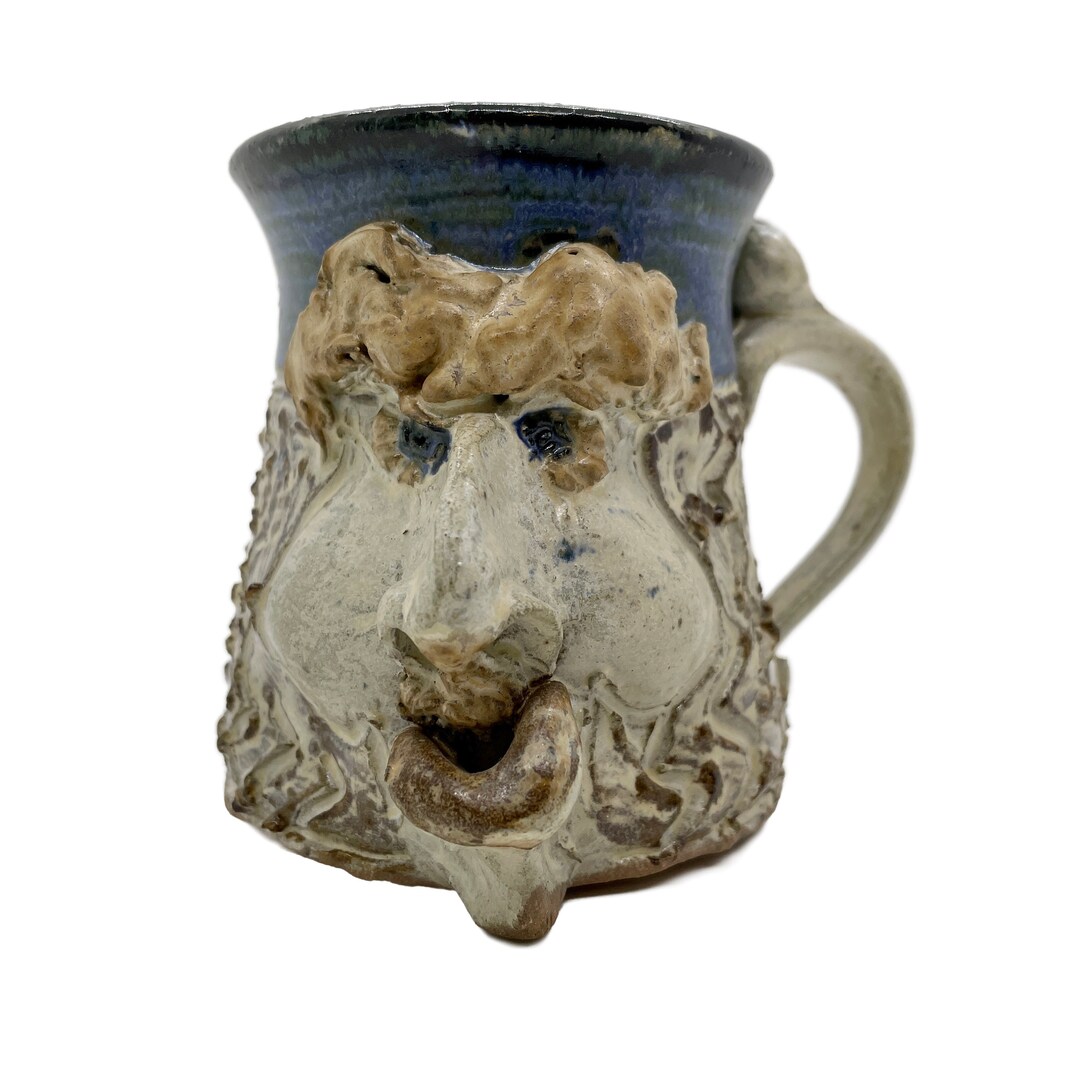 Vintage Studio Pottery Face Mug HR Artist Signed Sculpted Etsy