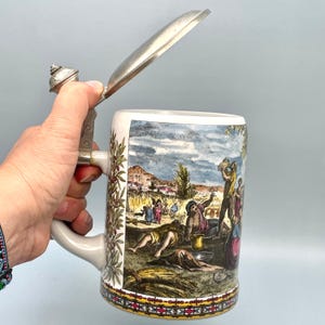 Vintage BMF Keramik Bierkrug mit Deckel