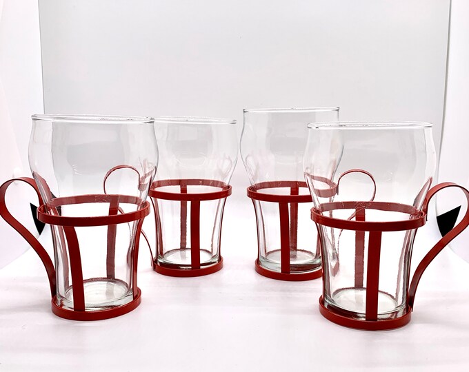 Vintage Ice Cream Soda Glasses Soda Fountain Decor Metal Frame Cola