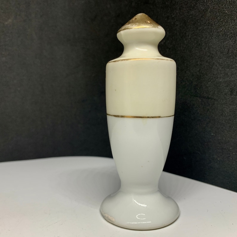 Ivory White Porcelain Salt Pepper Shakers Heavy Gold Embossed Etsy