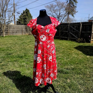 red skull dress Women's Red Skull Floral Dress Everything Skull Clothing Merchandise and Accessories