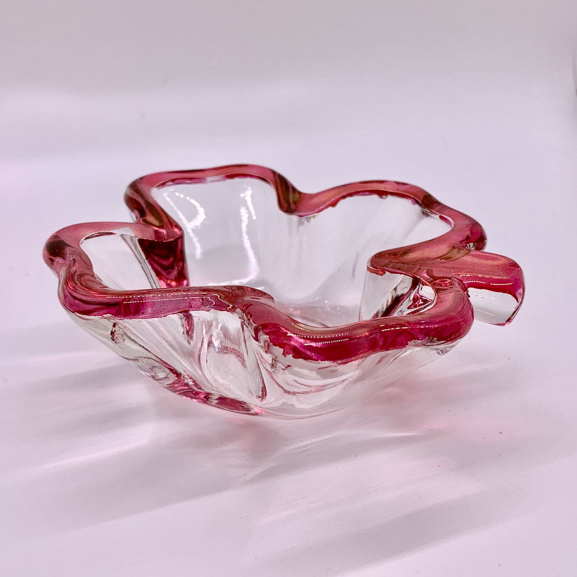 Vintage Colorful Glass Clover Ashtrays Pink Rimmed Blue Rimmed Etsy