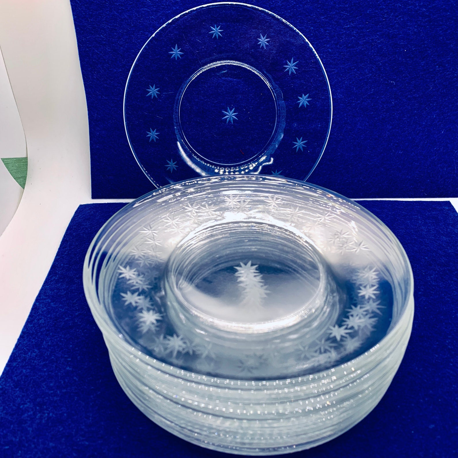 Vintage Clear Glass Dessert Plates Set of 4 Atomic Dishes Mid Etsy