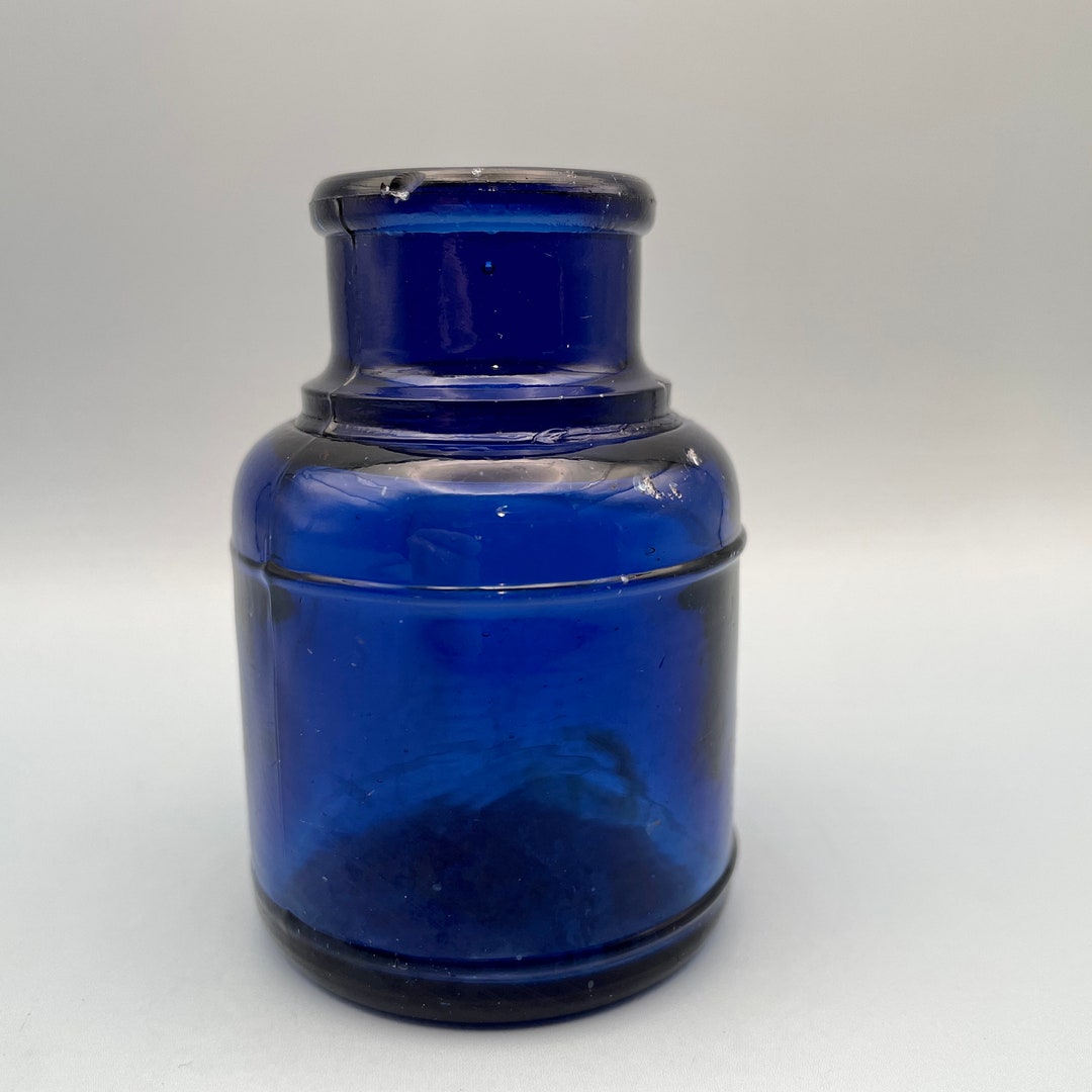 Antique Cobalt Glass Ink Bottle, Spool Type Blue Glass Bottle - Etsy