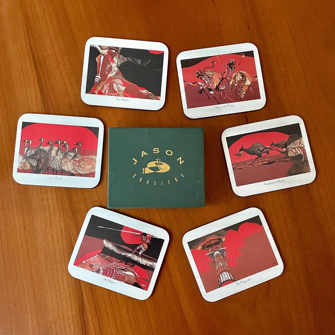 Vintage Jason Coaster Set Inspirations Aboriginal Art, New Zealand Made