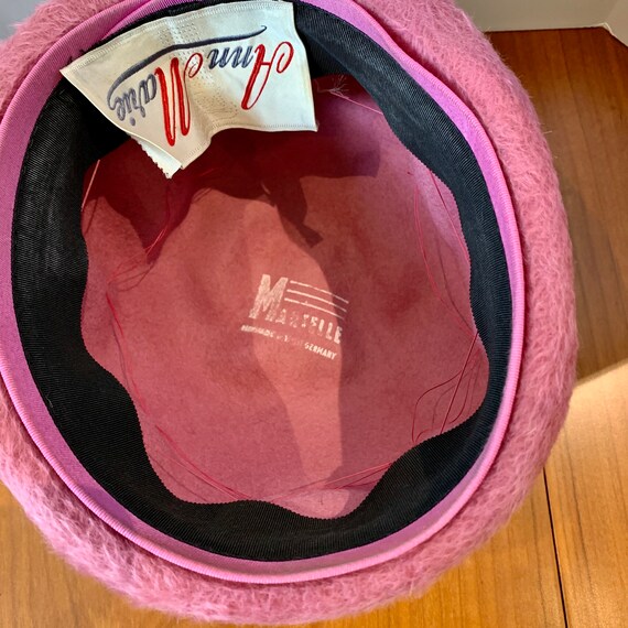 Vintage Pink Faux Fur Cloche Hat, Anne Marie Mid … - image 8