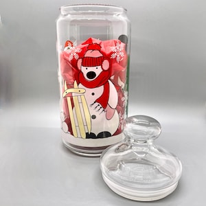 Glass Snowman Holiday Candy Jar
