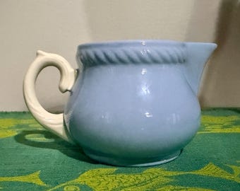 Homer Laughlin Kraft Light Blue and White Pitcher
