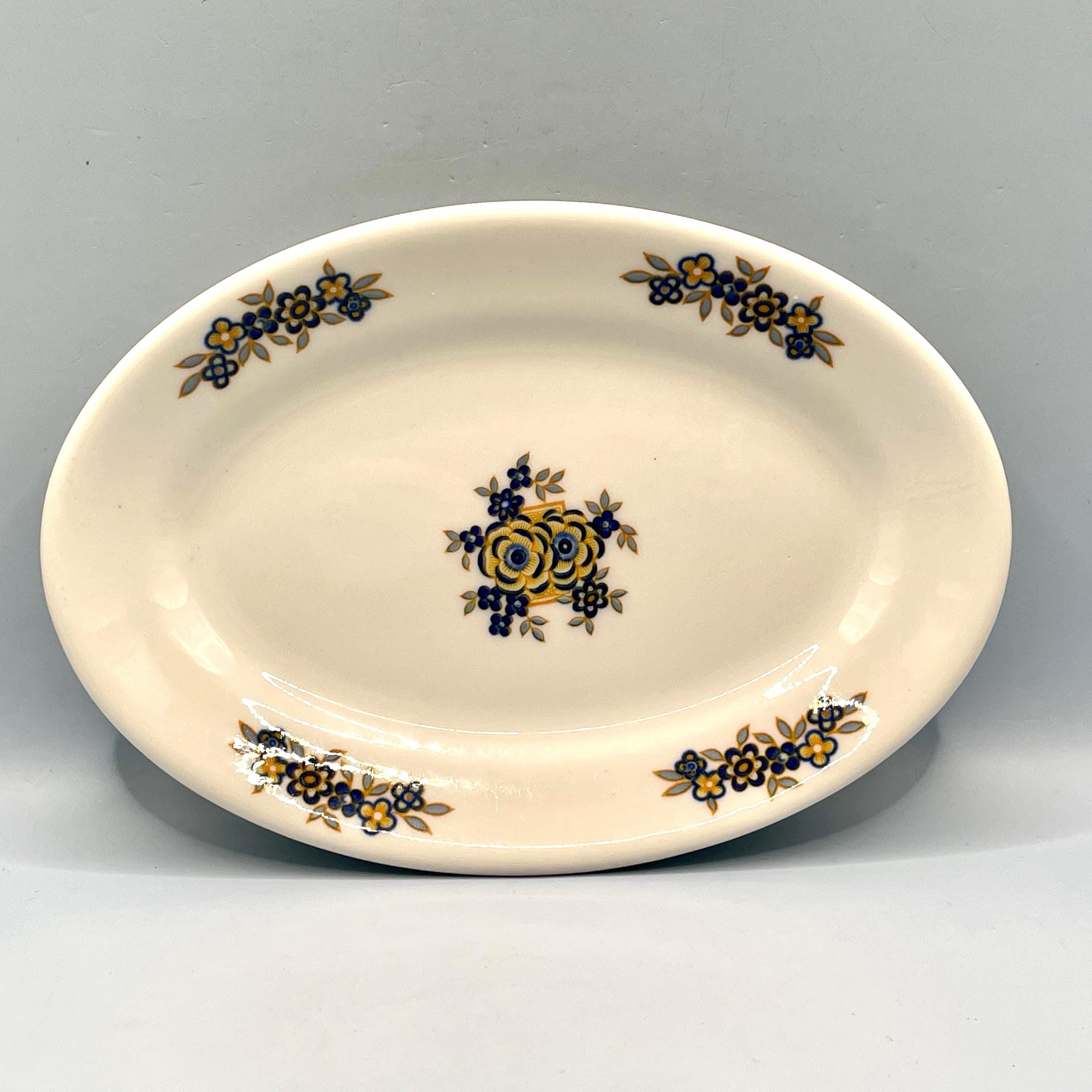 Plat faïence fleurs bleues modèle Glory 31,5 cm