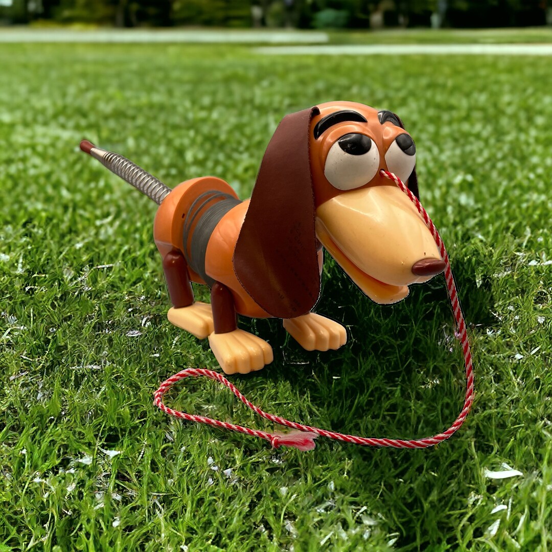 Vintage Toy Story Slinky Dog Pull Toy, Pixar Movie Plastic and Metal