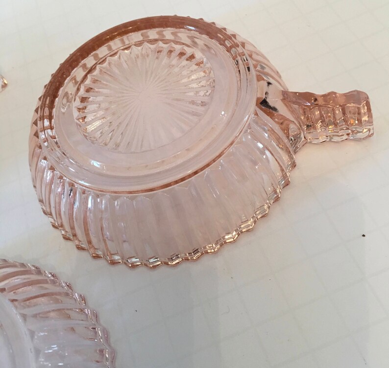 Pink Ribbed Glass Berry Bowls Queen Mary Pattern Depression Etsy