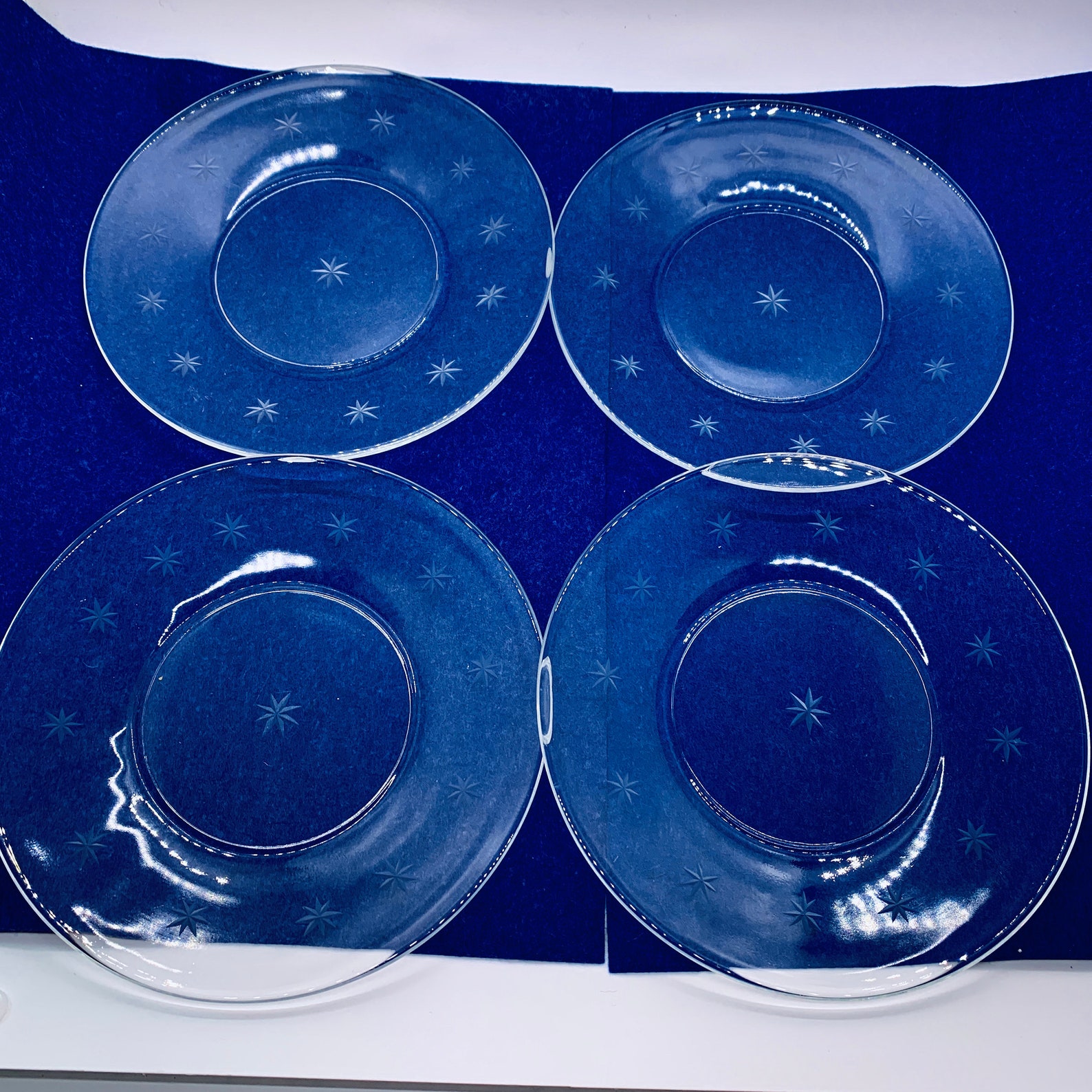 Vintage Clear Glass Dessert Plates Set of 4 Atomic Dishes Mid Etsy