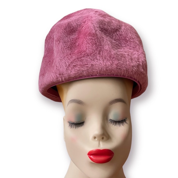 Vintage Pink Faux Fur Cloche Hat, Anne Marie Mid … - image 9
