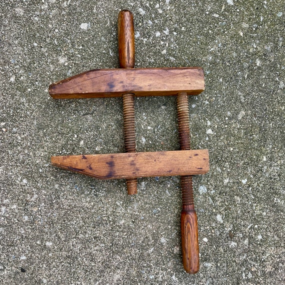 Antique Wood Furniture Screw Clamp, Primitive Wood Working Tool 