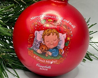 2001 Campbell Soup Kids Ornament, Holiday Ornament Christmas Promotional Item