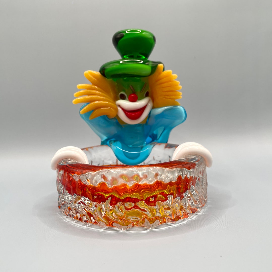 1970s Murano Glass Clown Ashtray Banana Haired Happy Clown Etsy