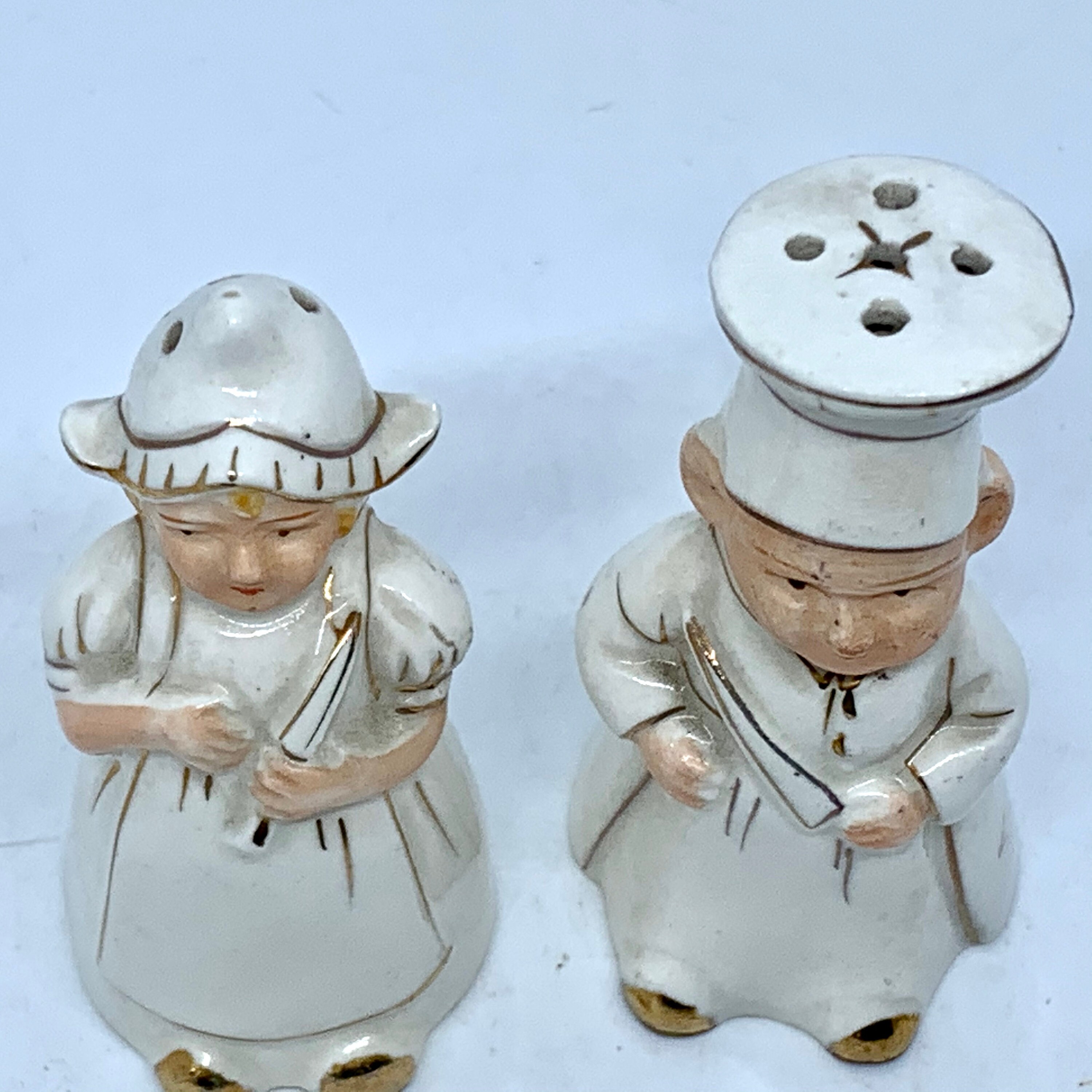 Vintage dutch chef salt pepper set figural par pareja blanca y Etsy