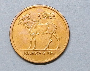 Norway 1 ore 1966 cute squirrel unc from a roll