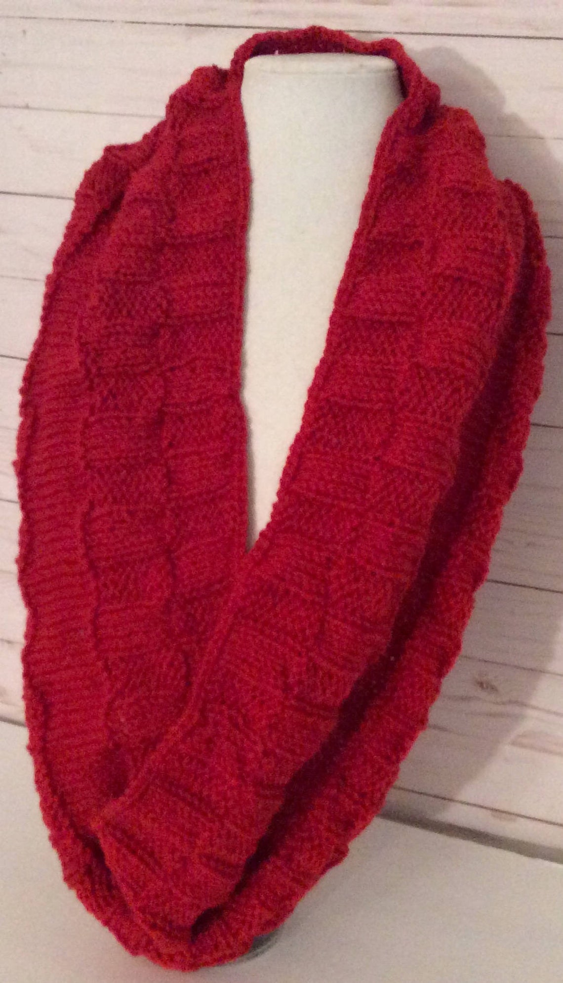 Red Knit Wool Scarf Handknit Infinity Scarf Wool Scarf for Etsy