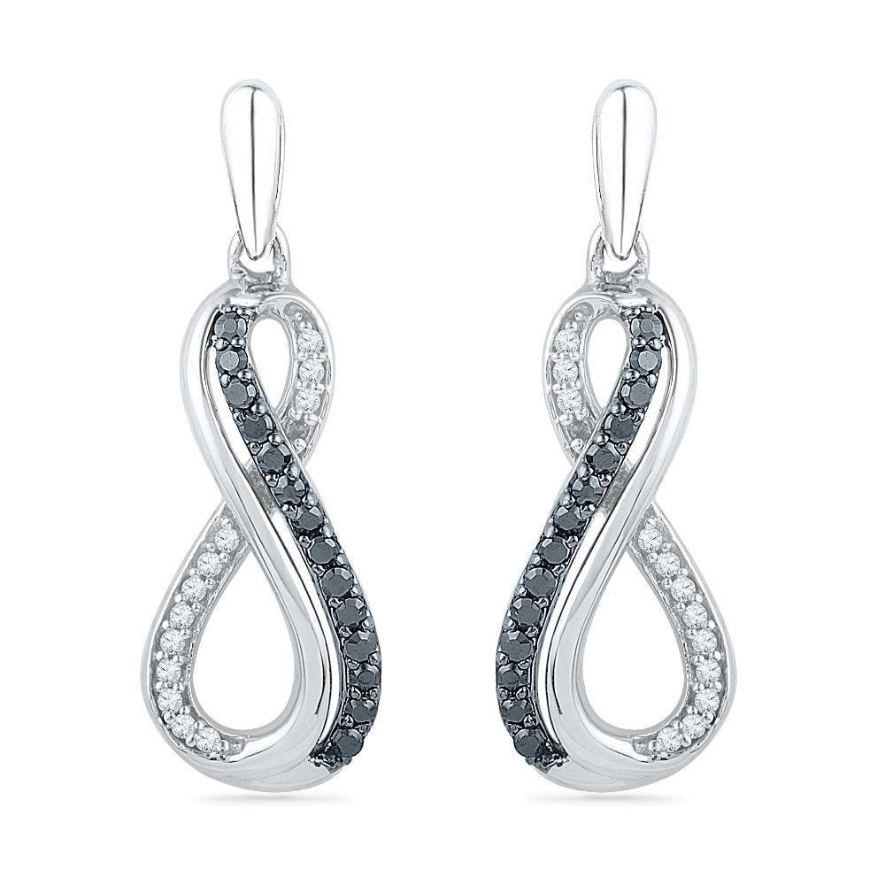 Black & White Diamond Infinity Dangle Earrings | Etsy