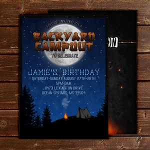 Custom Backyard Camping / Campout Birthday Party Invitation | Etsy
