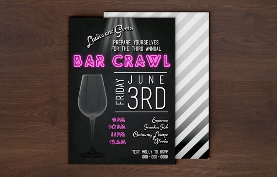 Custom Bar Crawl Event Invitation Digital Printable Or E Vite Etsy