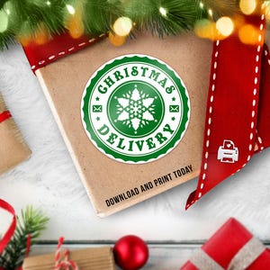 Pegatina de entrega navideña / Sello de North Pole Express Etiqueta decorativa para regalo de vacaciones / Descarga instantánea imprimible digital