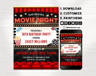 Backyard Movie Night Invitation Outdoor Movie Birthday Party - Etsy