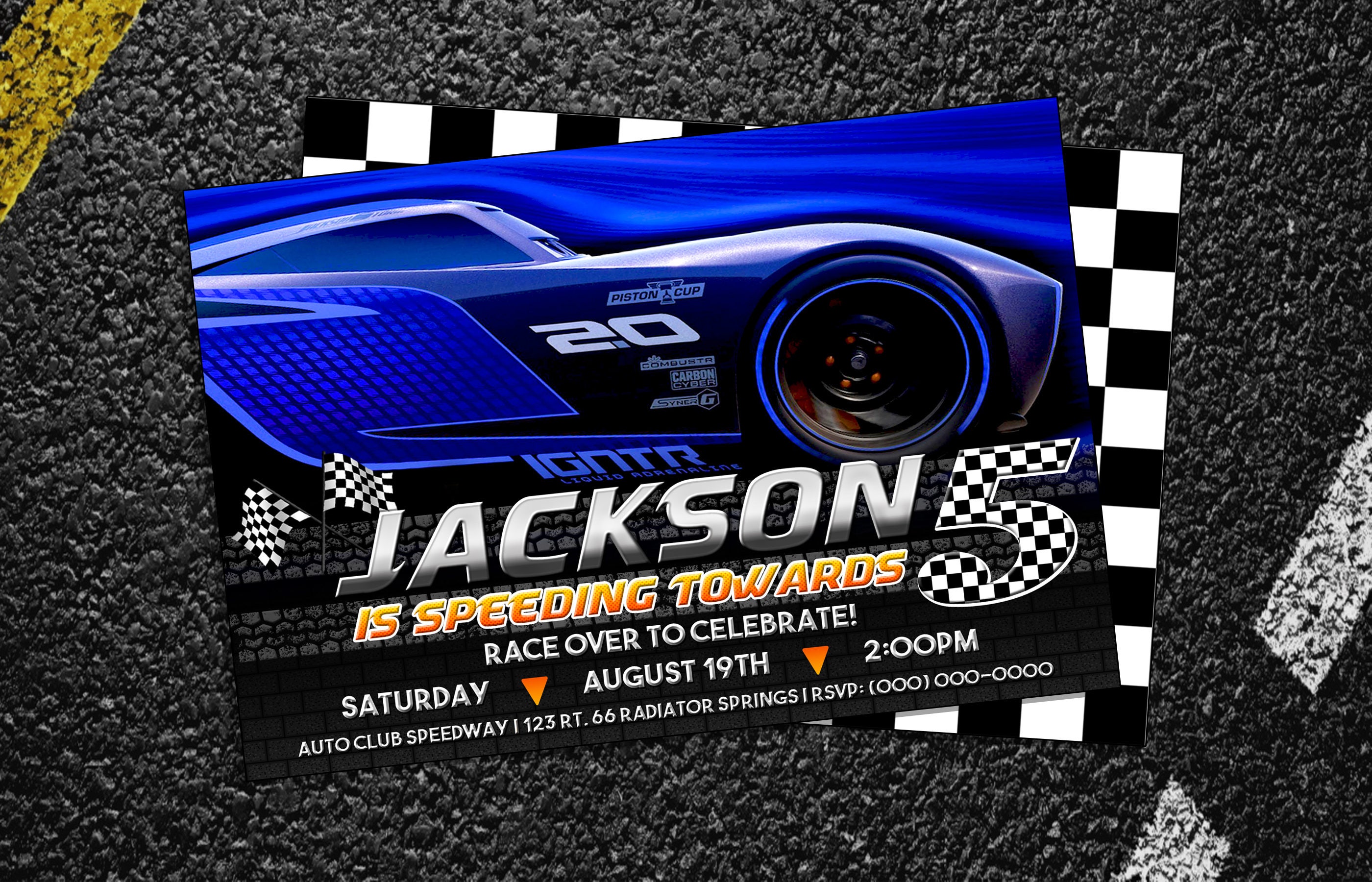 Custom Cars 3 Jackson Storm Birthday Party Invitation | Etsy