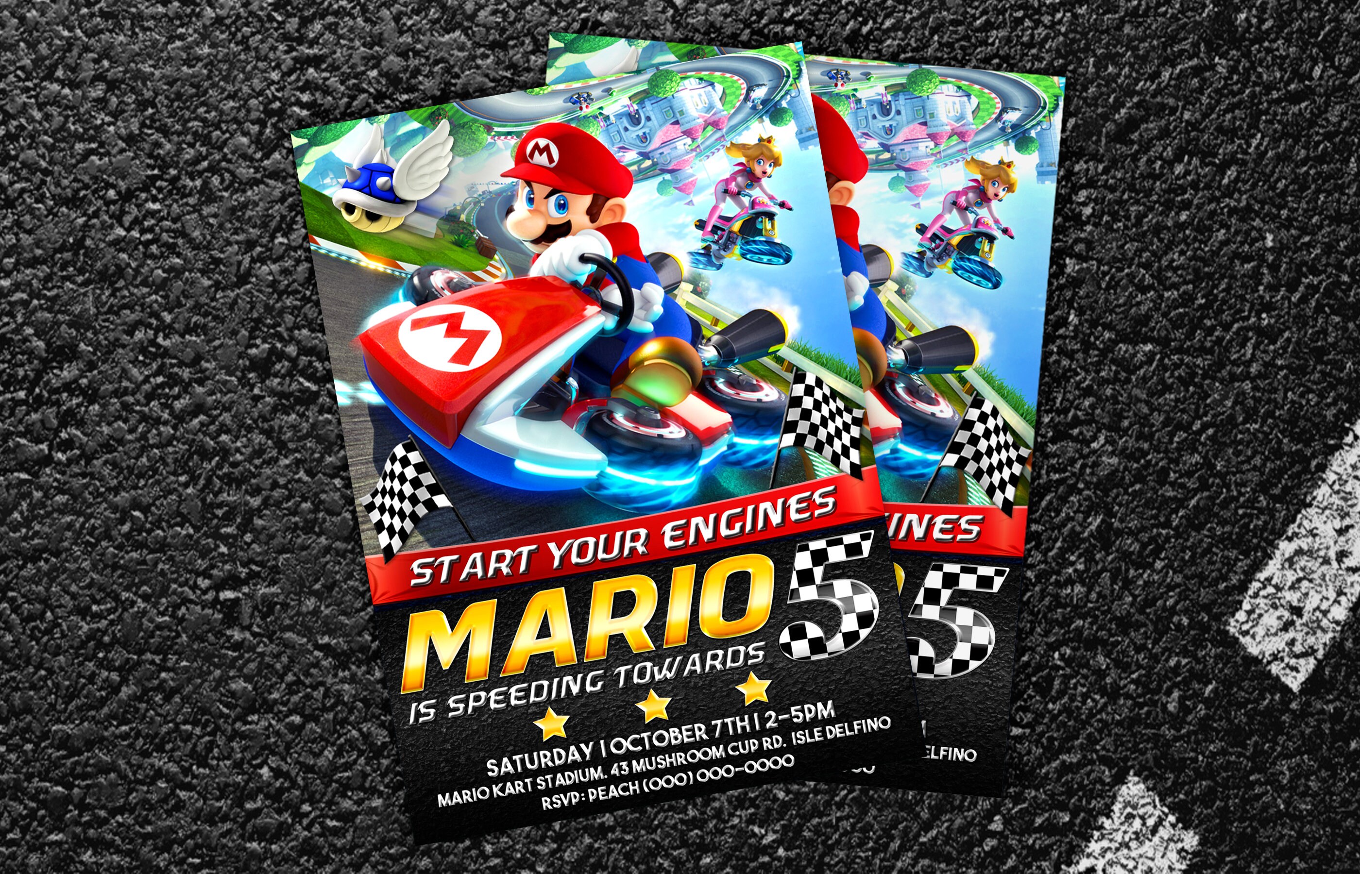 Invitation Personnalisee Danniversaire Mario Kart Numerique Etsy France
