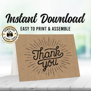 Tarjeta de agradecimiento en blanco plegada para despedida de soltera, boda, compromiso, pareja, descarga instantánea, retro, vintage, personalizada, imprimible digitalmente, 3,5 x 5