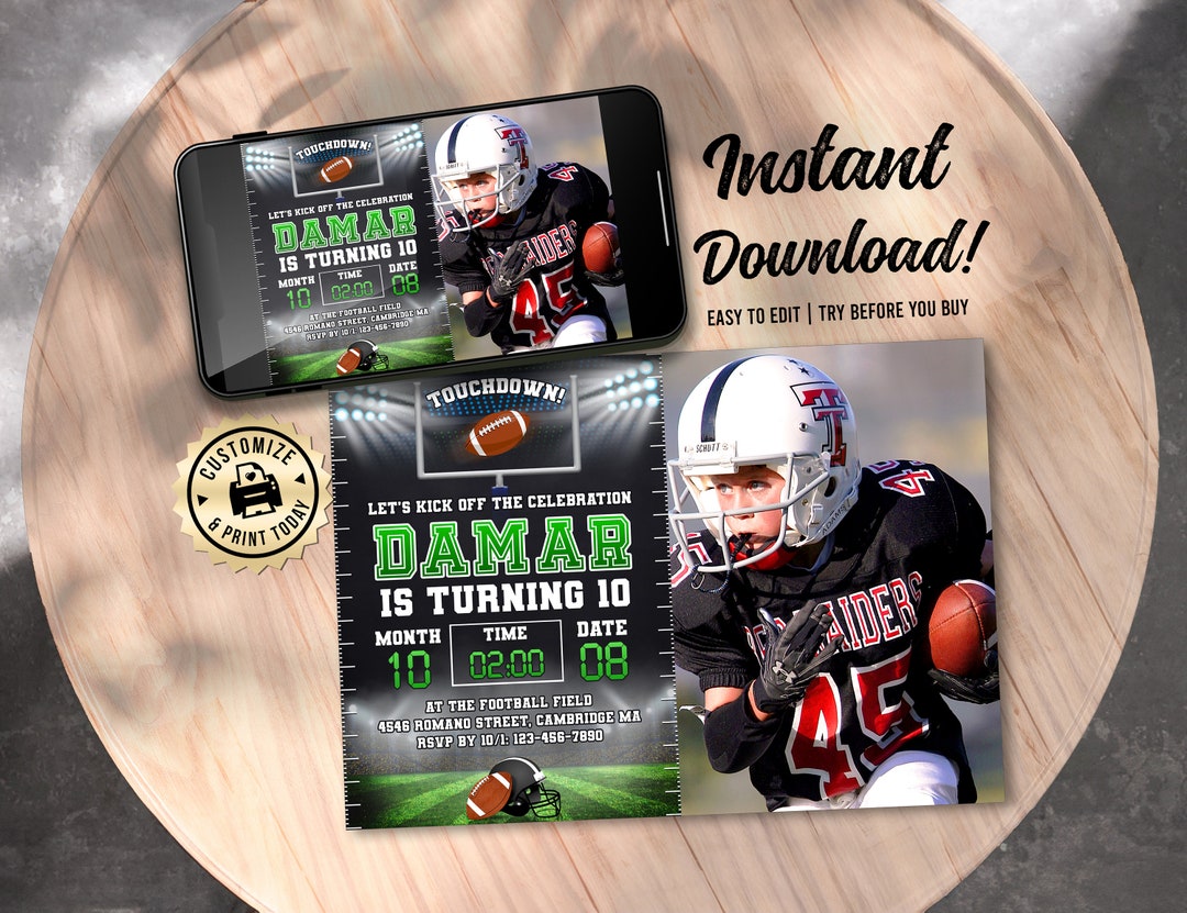 EDITABLE American Football Stadium Lights Sports Game Athletic Birthday ...