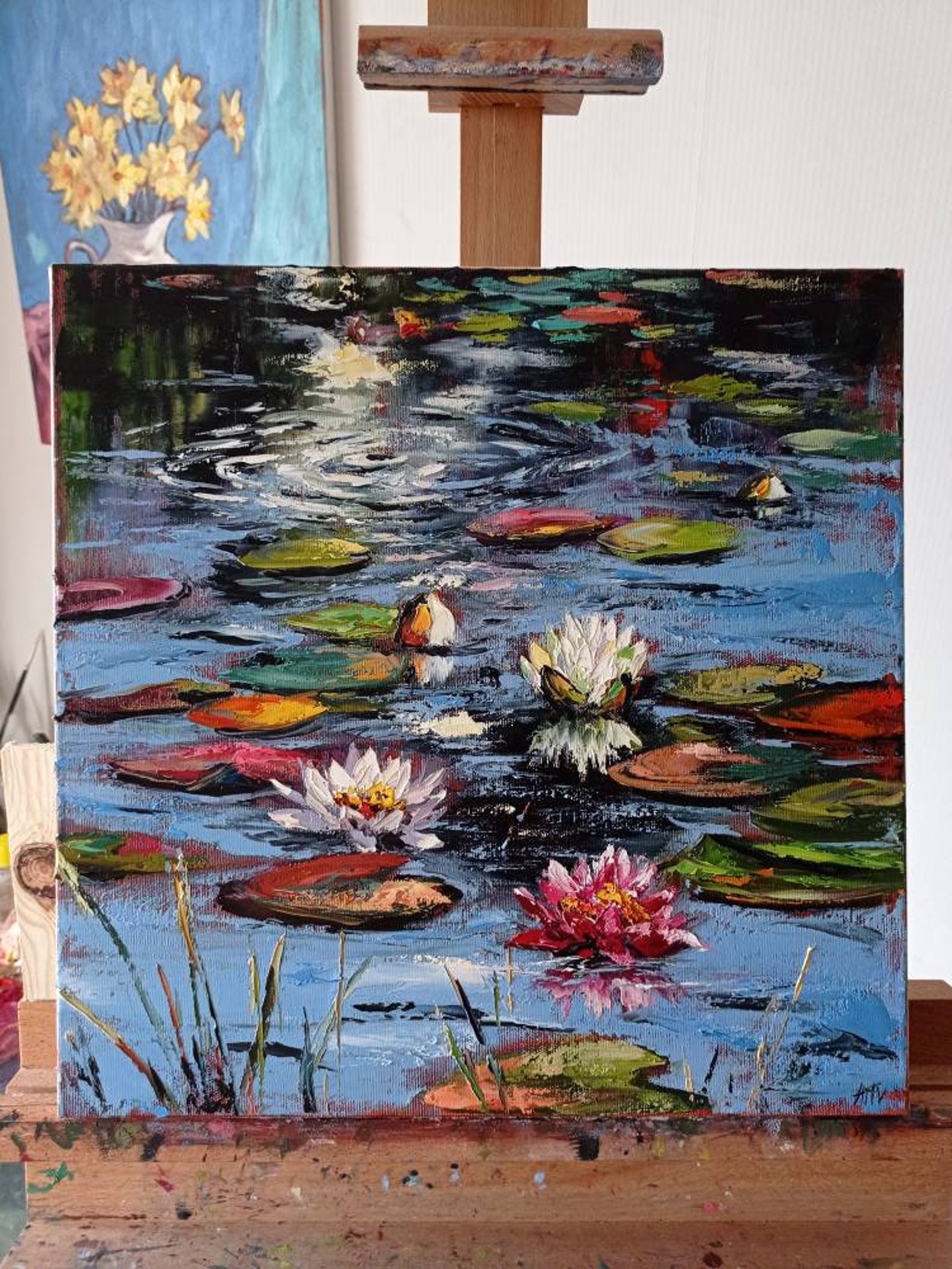 Ölgemälde Seerosen Blumen Landschaft Teich See Natur Leinwand Etsy